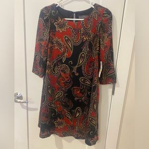 Jessica Howard Petite Paisley-Print 3/4-Sleeve Dress. NEW